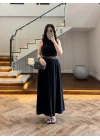 SİYAH KEMERLİ ETEKLİ PANTOLON-51354