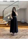 SİYAH KEMERLİ ETEKLİ PANTOLON-51354