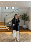 SİYAH KUŞAKLI APOLETLİ KISA TRENÇ -7738
