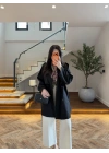 SİYAH KUŞAKLI APOLETLİ KISA TRENÇ -7738