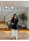 SİYAH KUŞAKLI APOLETLİ KISA TRENÇ -7738