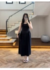 SİYAH KUŞAKLI ELBİSE- 3998