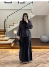 SİYAH OMUZ PİLİ DETAY BLUZ TAKIM-26103