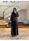 SİYAH OMUZ PİLİ DETAY BLUZ TAKIM-26103