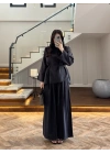 SİYAH OMUZ PİLİ DETAY BLUZ TAKIM-26103