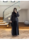 SİYAH OMUZ PİLİ DETAY BLUZ TAKIM-26103