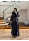 SİYAH OMUZ PİLİ DETAY BLUZ TAKIM-26103