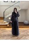 SİYAH OMUZ PİLİ DETAY BLUZ TAKIM-26103