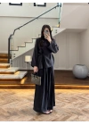 SİYAH OMUZ PİLİ DETAY BLUZ TAKIM-26103