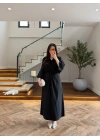 SİYAH PİLE DETAY YARASA KOL ELBİSE-26K5404