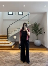 SİYAH PİLELİ ARKA KAPAK DETAY PANTOLON-3939