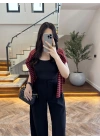 SİYAH PİLELİ ARKA KAPAK DETAY PANTOLON-3939