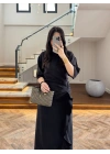 SİYAH TASARIM FIRFIRLI ELBİSE
