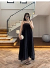 SİYAH TAŞLI FULARLI ELBİSE -3458