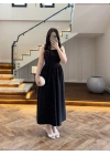 (ÖN SİPARİŞ )SİYAH TAŞLI KUŞAKLI ELBİSE -3970
