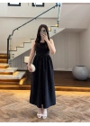 (ÖN SİPARİŞ )SİYAH TAŞLI KUŞAKLI ELBİSE -3970