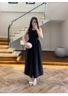 (ÖN SİPARİŞ )SİYAH TAŞLI KUŞAKLI ELBİSE -3970