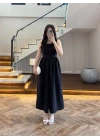 (ÖN SİPARİŞ )SİYAH TAŞLI KUŞAKLI ELBİSE -3970