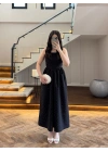 (ÖN SİPARİŞ )SİYAH TAŞLI KUŞAKLI ELBİSE -3970
