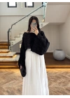 SİYAH TENSEL DRAPE BLUZ-D31096
