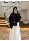 SİYAH TENSEL DRAPE BLUZ-D31096