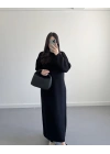 SİYAH UZUN TRİKO ELBİSE