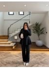 SİYAH VOLAN DETAY CEKETLİ TAKIM - 9224