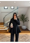 SİYAH VOLAN DETAY CEKETLİ TAKIM - 9224