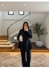 SİYAH VOLAN DETAY CEKETLİ TAKIM - 9224