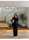 SİYAH VOLAN DETAY CEKETLİ TAKIM - 9224