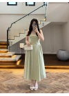 SU YEŞİLİ KUŞAKLI ELBİSE- 3998