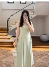 SU YEŞİLİ KUŞAKLI ELBİSE- 3998