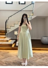 SU YEŞİLİ KUŞAKLI ELBİSE- 3998