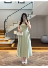 SU YEŞİLİ KUŞAKLI ELBİSE- 3998