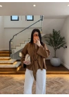 TABA BAĞCIK DETAYLI SÜET CEKET -26K1107