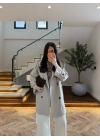 TAŞ KUŞAKLI APOLETLİ KISA TRENÇ -7738