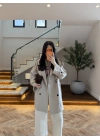 TAŞ KUŞAKLI APOLETLİ KISA TRENÇ -7738