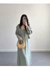 TENSEL MİNT YEŞİL GÖMLEKLİ ELBİSE