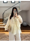 TEREYAĞ SARISI DANTELLİ GÖMLEK -5108