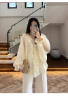 TEREYAĞ SARISI DANTELLİ GÖMLEK -5108