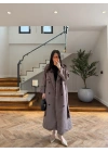 VİZON EKOSE KUŞAKLI UZUN TRENÇ -7801