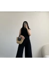 Winella siyah keten bluz takım