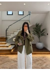YAĞ YEŞİL GENİŞ YAKALI PARKA-7739