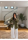 YAĞ YEŞİL GENİŞ YAKALI PARKA-7739