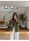YAĞ YEŞİL GENİŞ YAKALI PARKA-7739