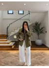 YAĞ YEŞİL GENİŞ YAKALI PARKA-7739