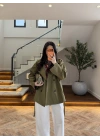 YAĞ YEŞİLİ KUŞAKLI APOLETLİ TRENÇ -7753