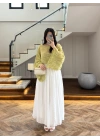 YAĞ YEŞİLİ TENSEL DRAPE BLUZ-D31096