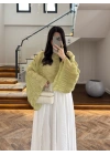 YAĞ YEŞİLİ TENSEL DRAPE BLUZ-D31096
