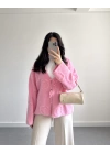 YUMOŞ ÖNDEN BAĞLAMALI HIRKA PEMBE